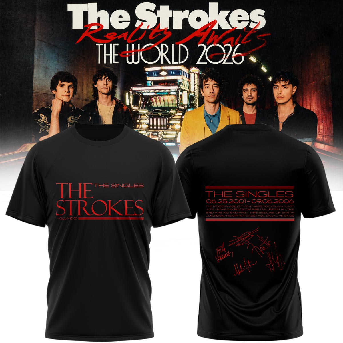 The Strokes “Reality Awaits Tour 2026” Signature Limited Edition – Tshirt