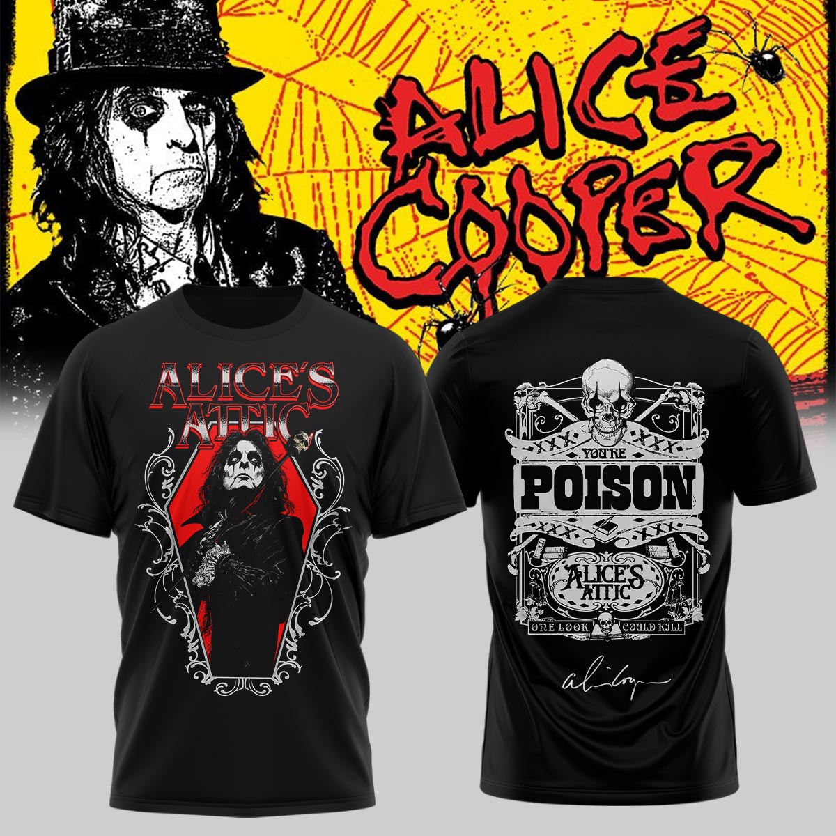 ,,.Alice Cooper “Alice’s Attic Tour” 2026 Signed– Shirt