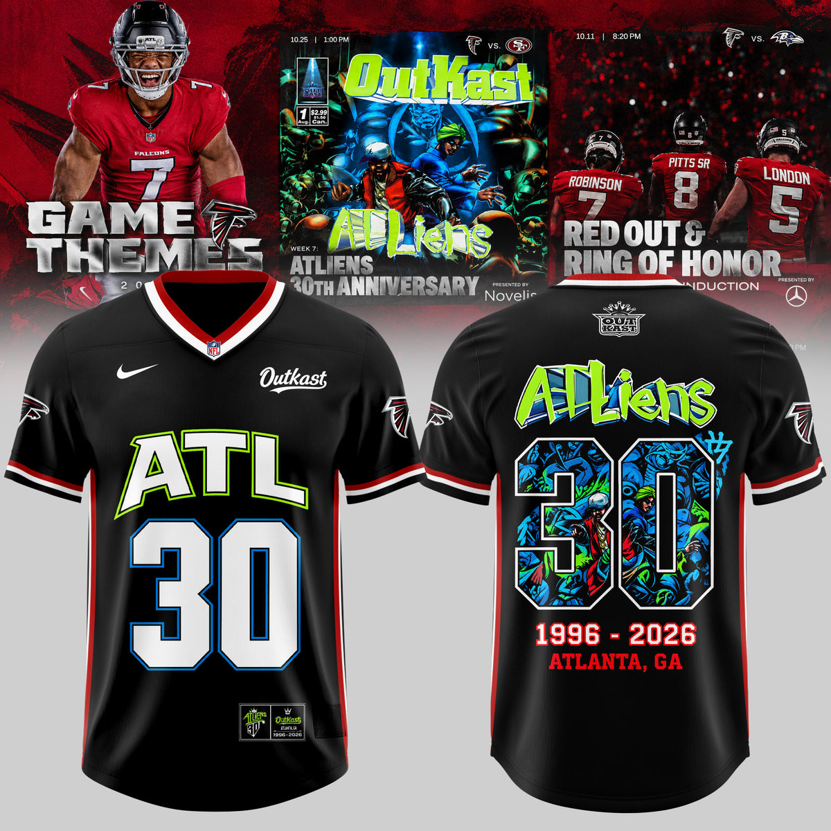 FALCONS × OUTKAST ATLiens 30TH ANNIVERSARY 2026 Edition Football Jersey