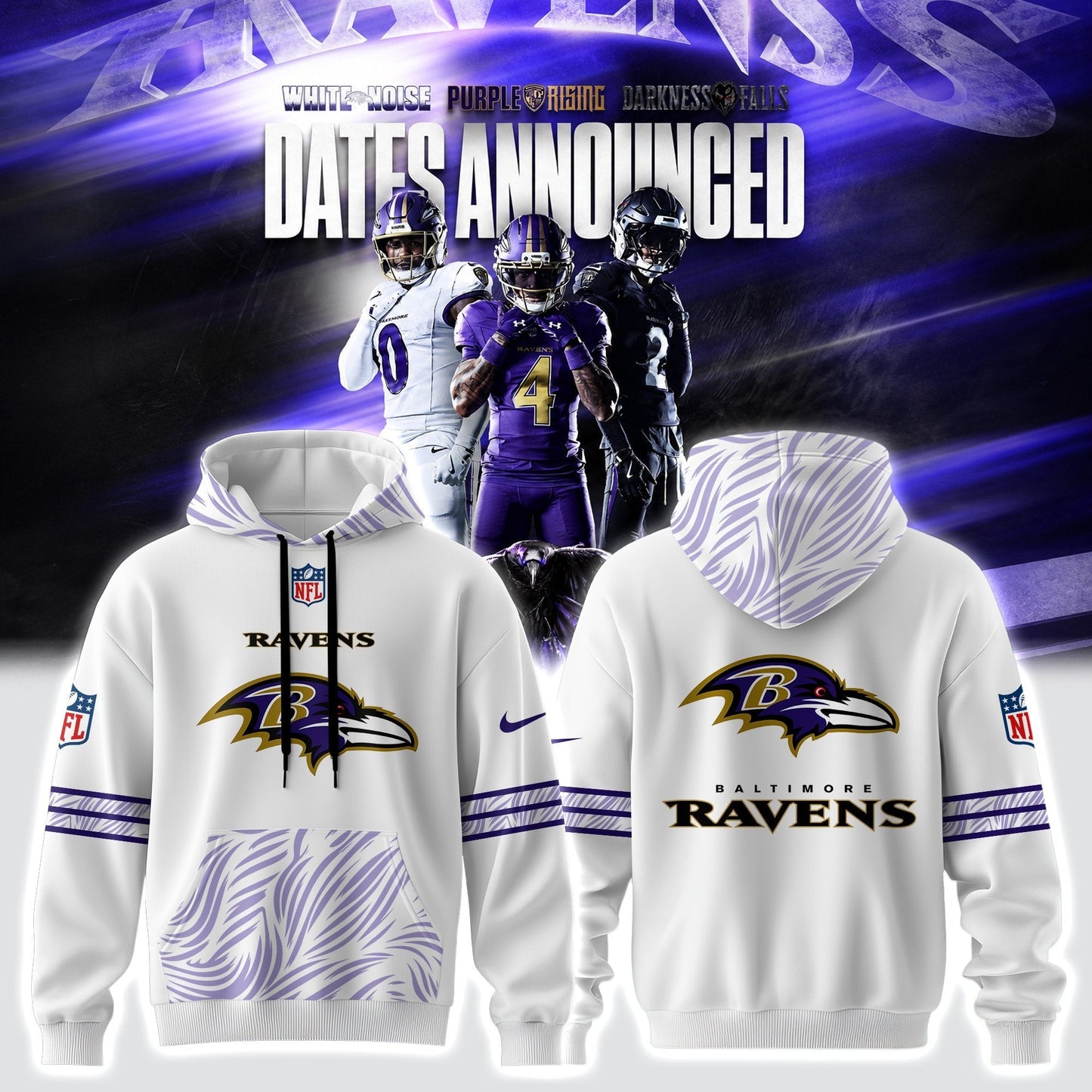 .B.Ravens 2026 Noise Rising Falls Black Hoodie