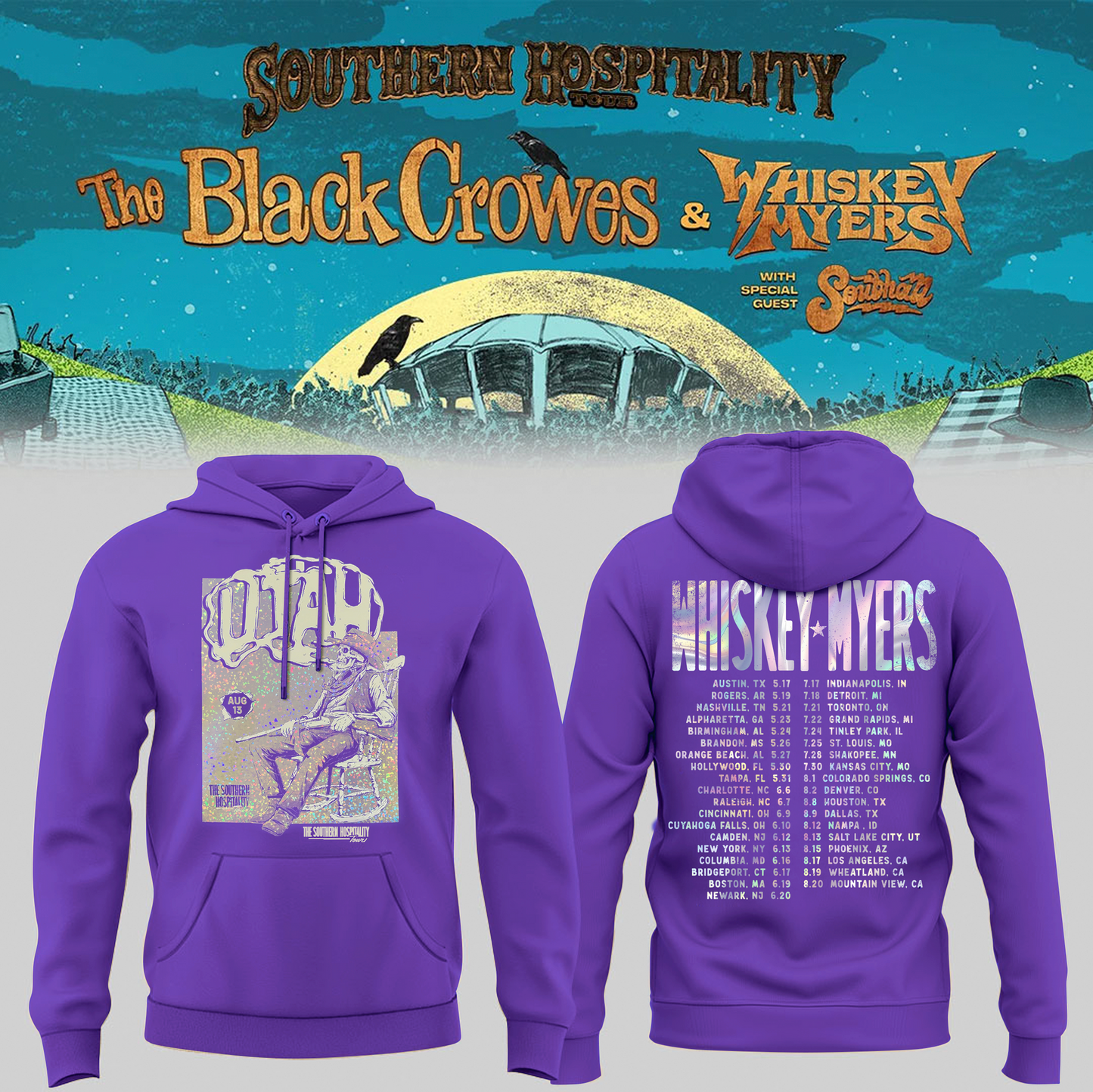 Limited Edition Whiskey Myers Southern Hospitality Tour In Utah Hoodie 2