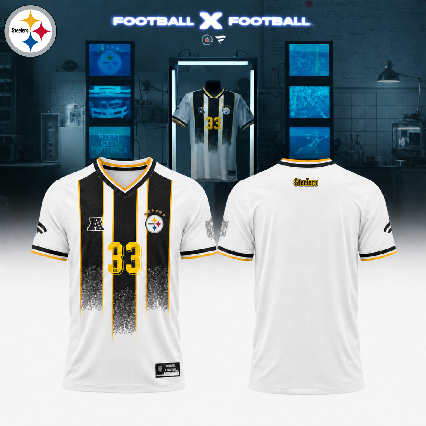 ,,Pittsburgh Steelers Football x Football Collared Fan Top – Jersey
