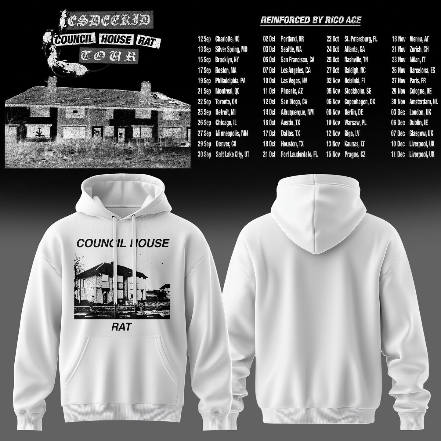 Council House Rat Tour Vintage Graphic Hoodie