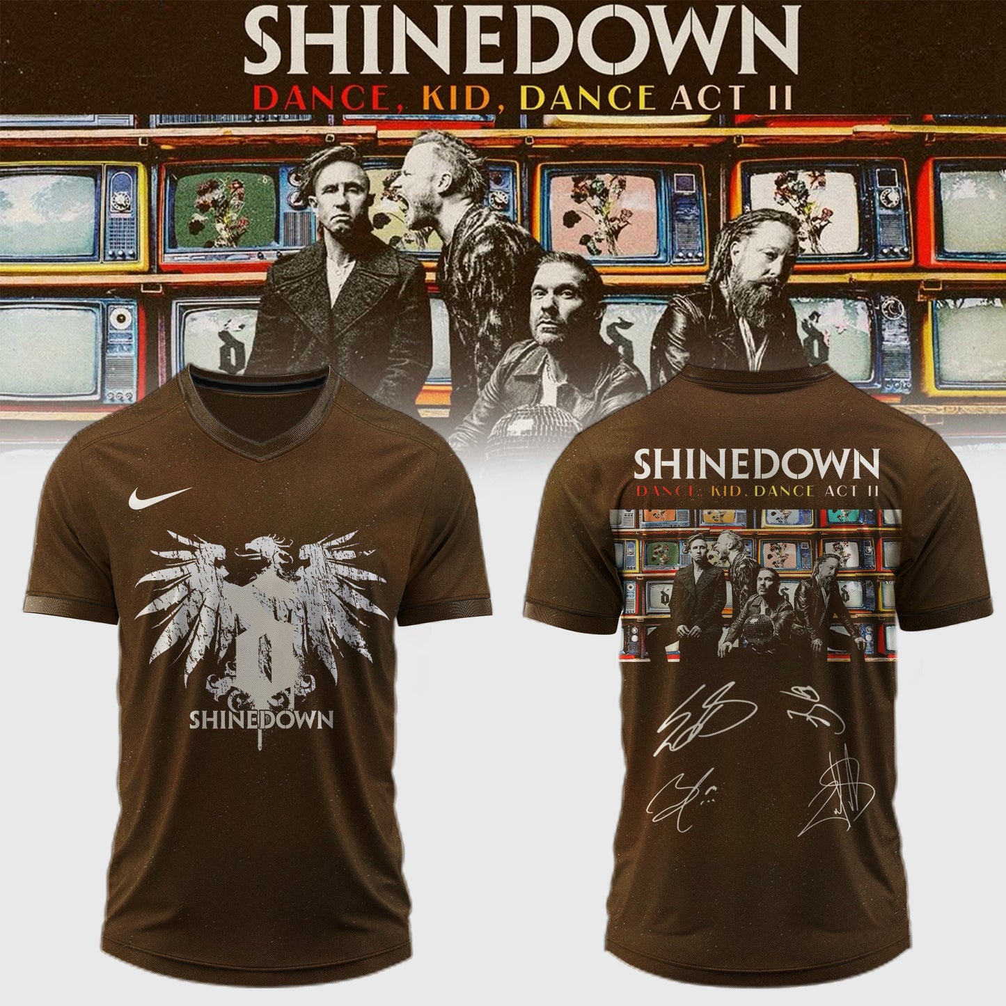 ,,,.SHINEDOWN “Dance Kid Dance Act II World Tour” 2026 Signed – Jersey