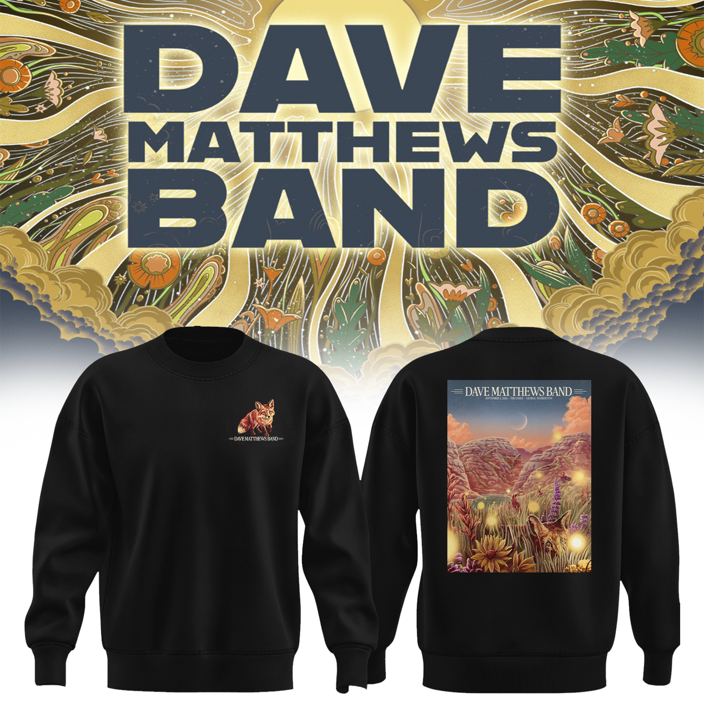 Dave Matthews Band George WA 2026 Gig Poster Live At The Gorge On September 4 5 6 2026 Sweater