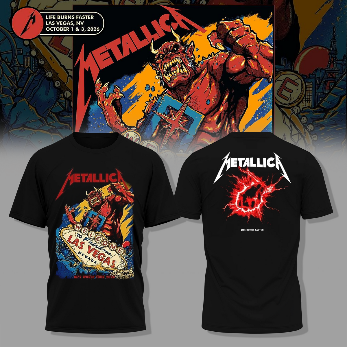 Life Burns Faster, Las Vegas - M72 World Tour T-shirt