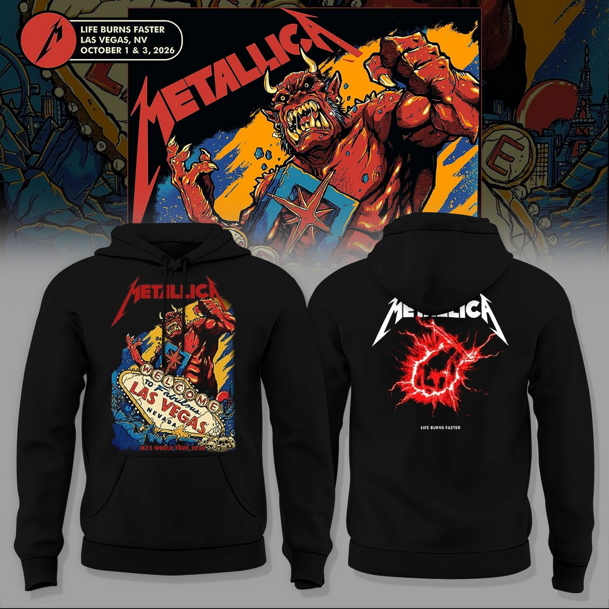 Life Burns Faster, Las Vegas - M72 World Tour Hoodie