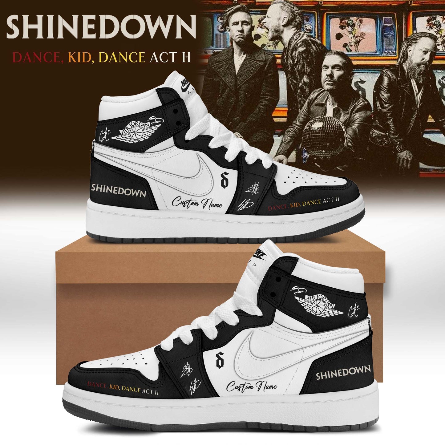,,SHINEDOWN “Dance Kid Dance Act II World Tour” 2026 Signed – Shoes 1-8