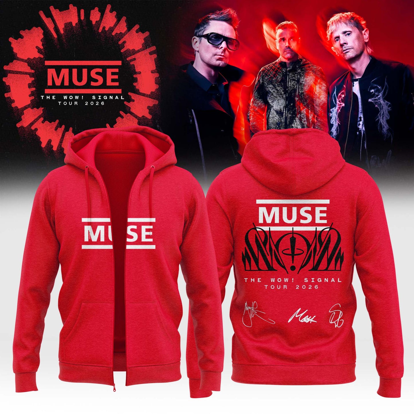 ,Muse The Wow! Signal Tour 2026 Limited Edition Signature – Zip Hoodie