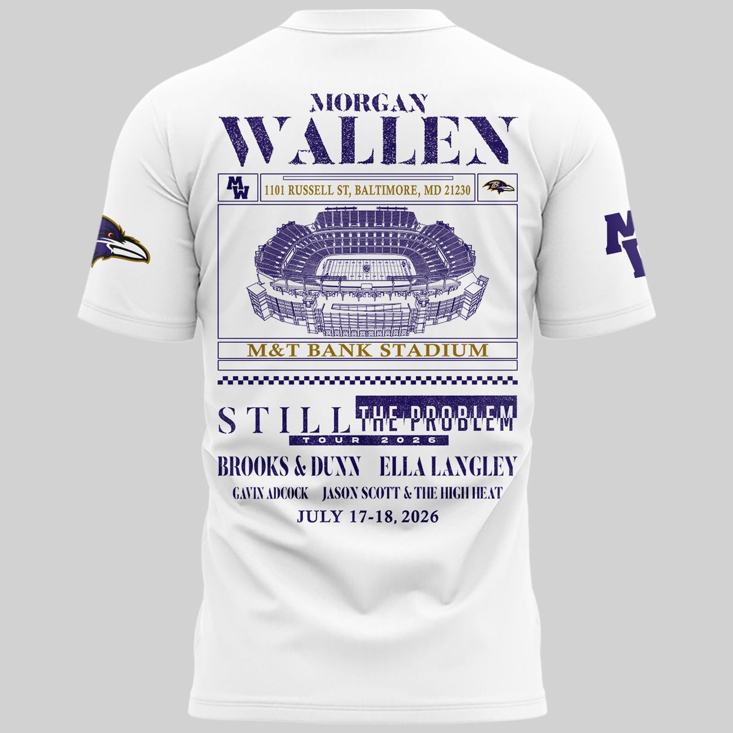 Special New Edition Baltimore Ravens x Morgan Wallen White Tshirt 2026