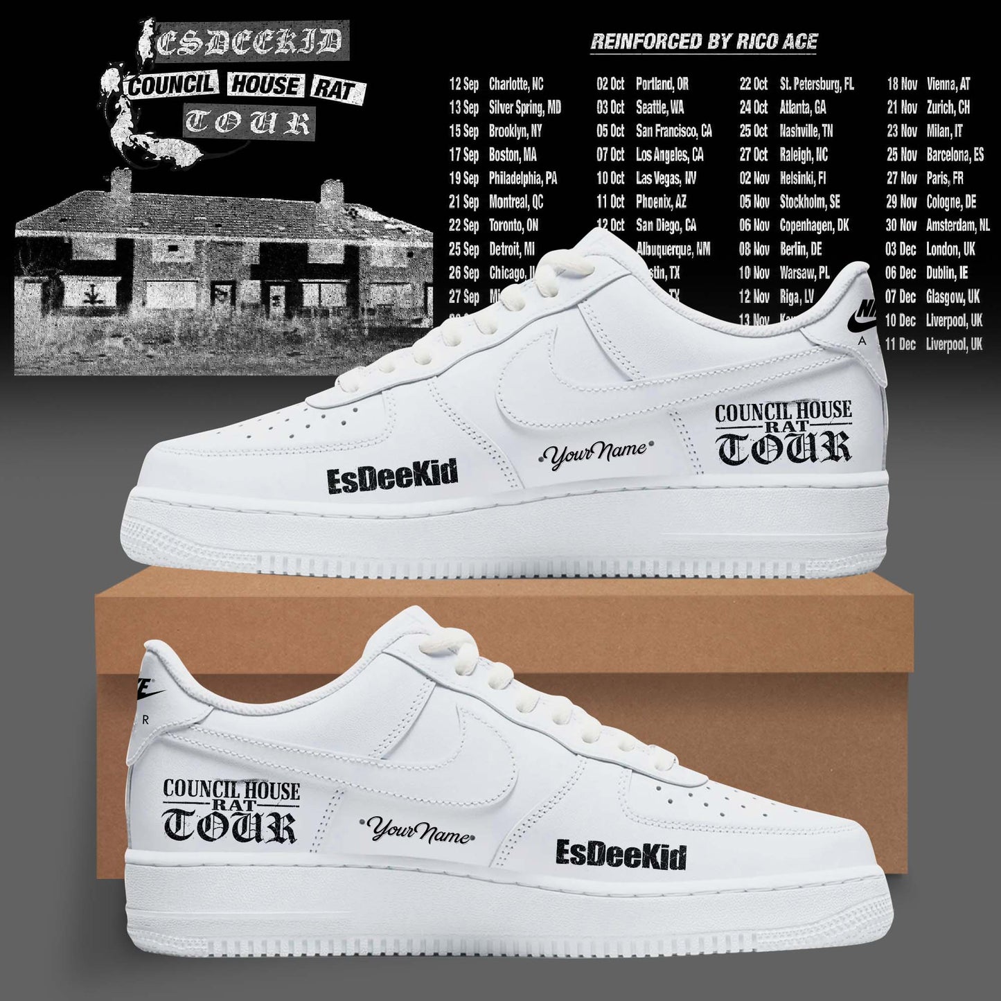 Personalized Council House Rat Tour Graphic Sneakers