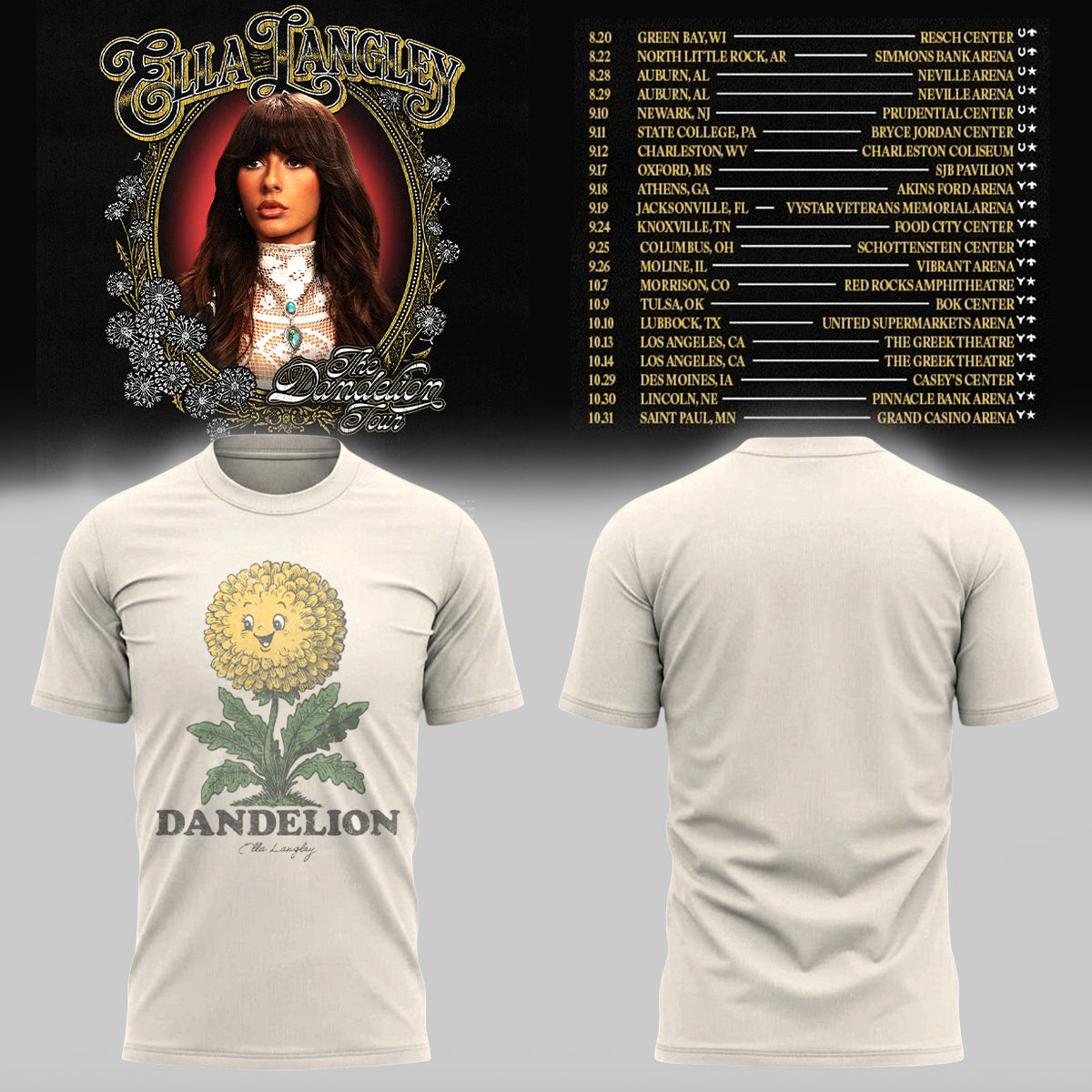 Limited Edition Ella Langley “The Dandelion Tour 2026” T-Shirts