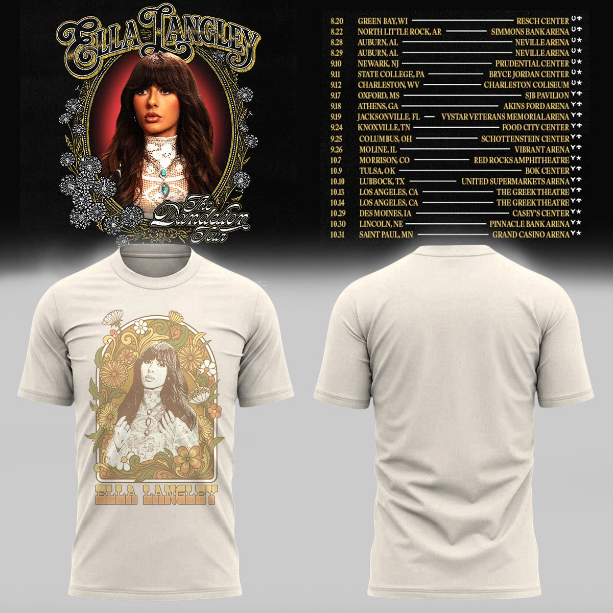 Limited Edition Ella Langley “The Dandelion Tour 2026” T-Shirts