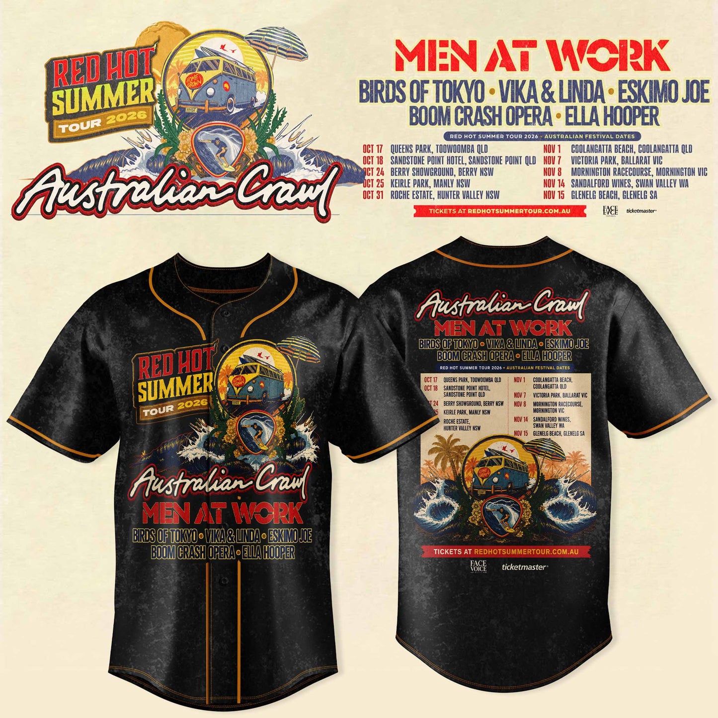 AUSTRALIAN CRAWL – RED HOT SUMMER TOUR 2026 JERSEY