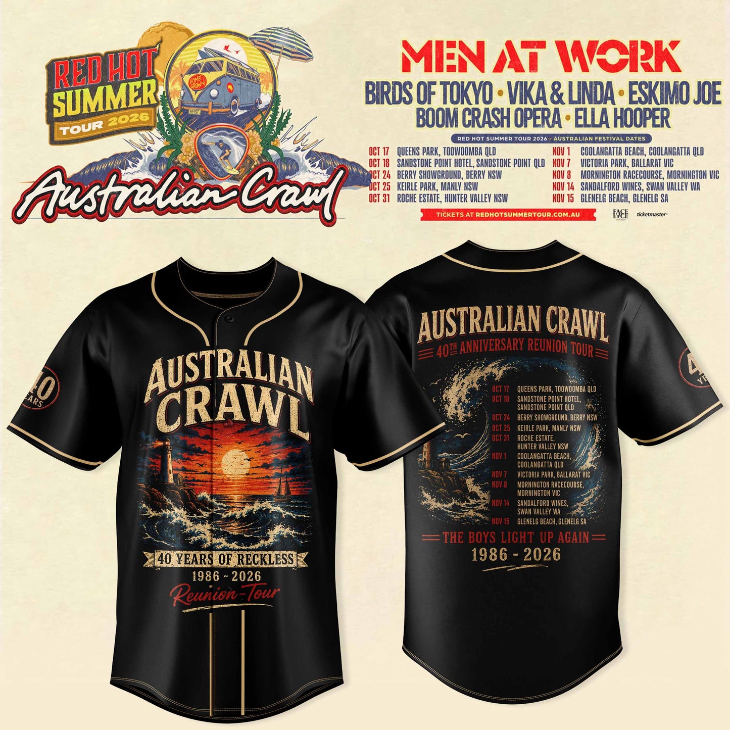 AUSTRALIAN CRAWL – RED HOT SUMMER TOUR 2026 JERSEY