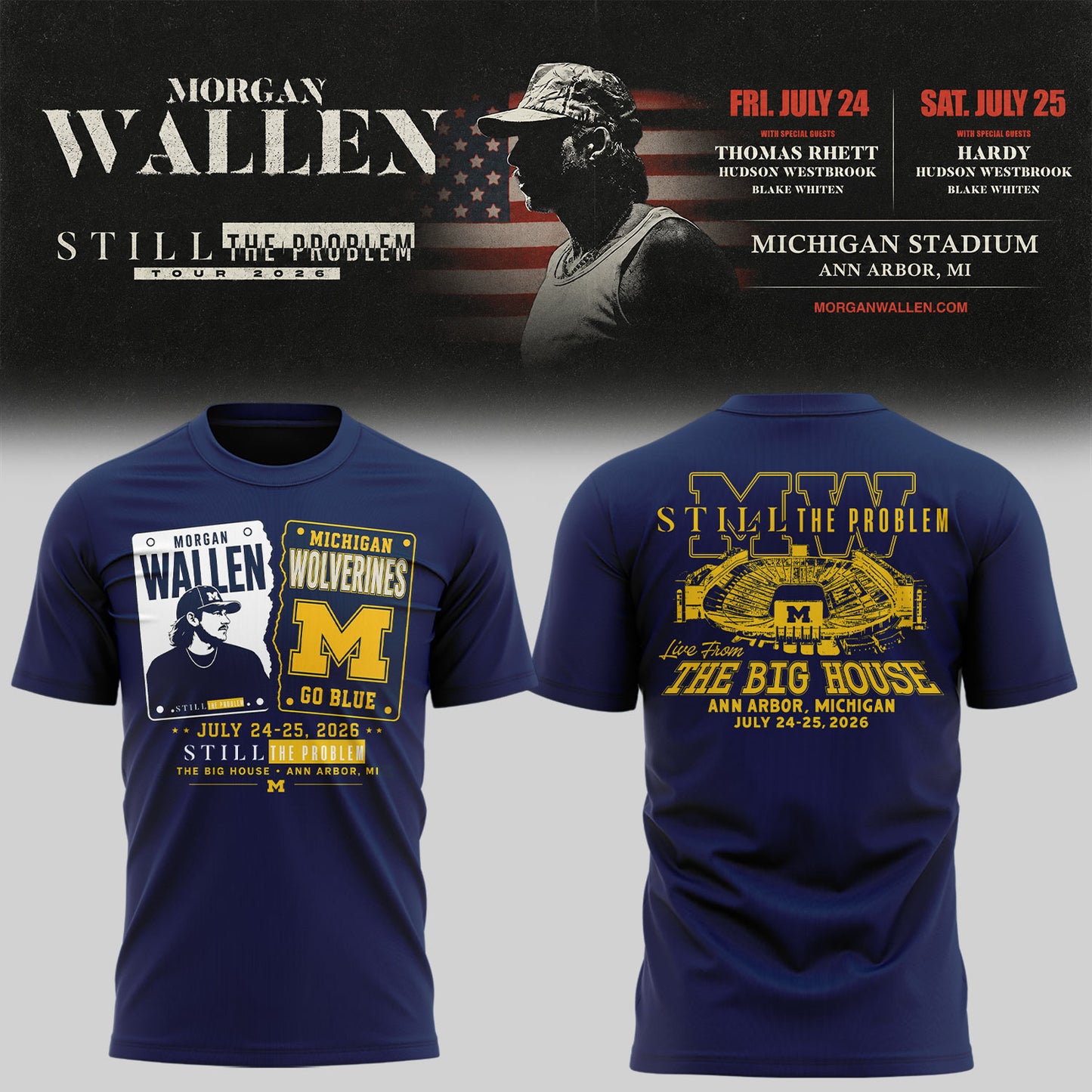 Exclusive Morgan Wallen x Michigan Football Tshirt 2026