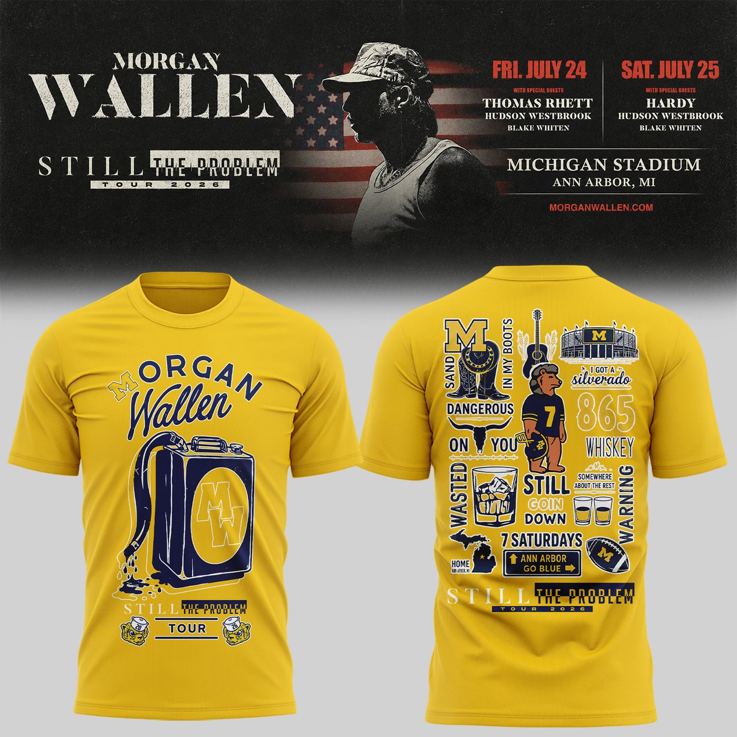 Exclusive Morgan Wallen x Michigan Football Tshirt 2026