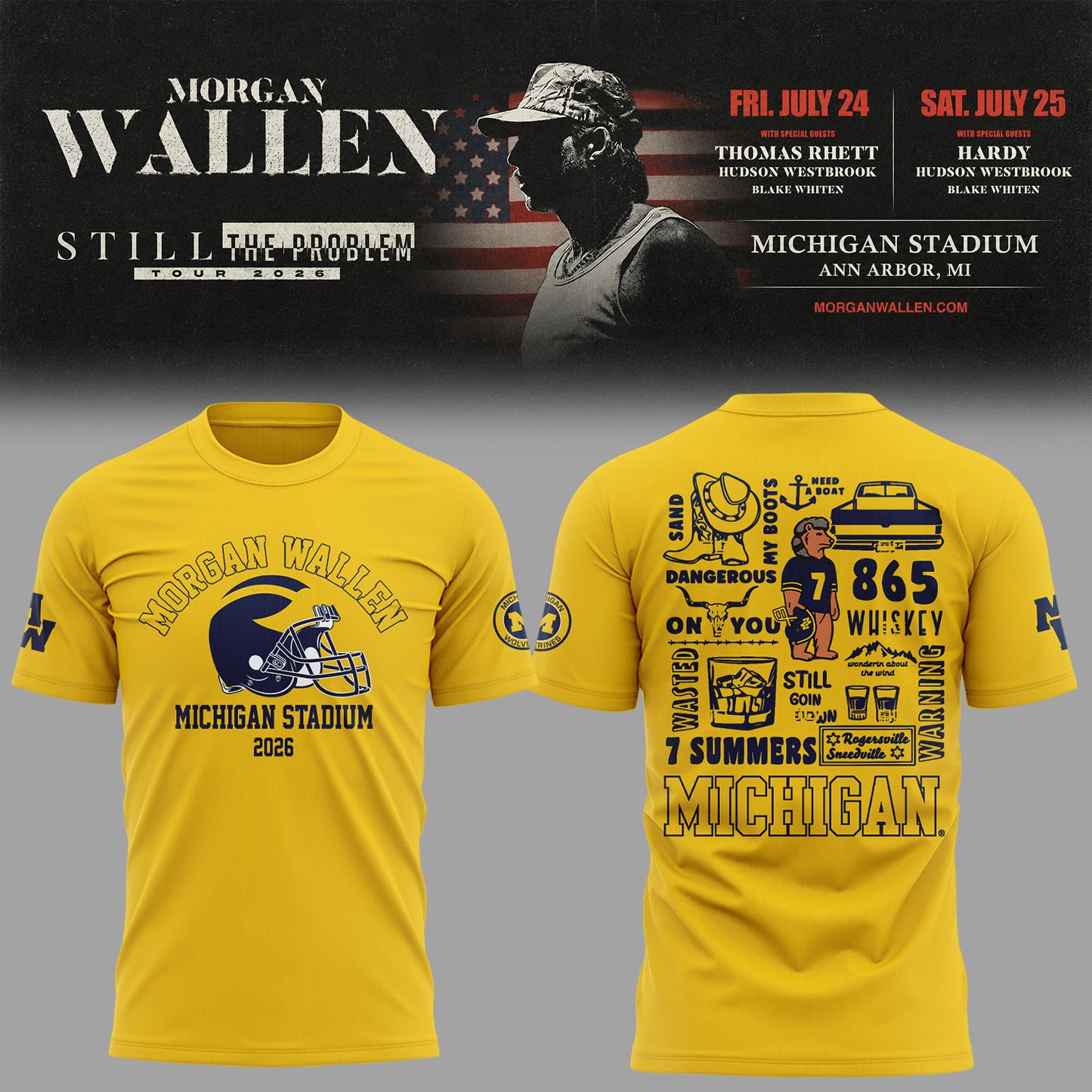 Exclusive Morgan Wallen x Michigan Football Tshirt 2026