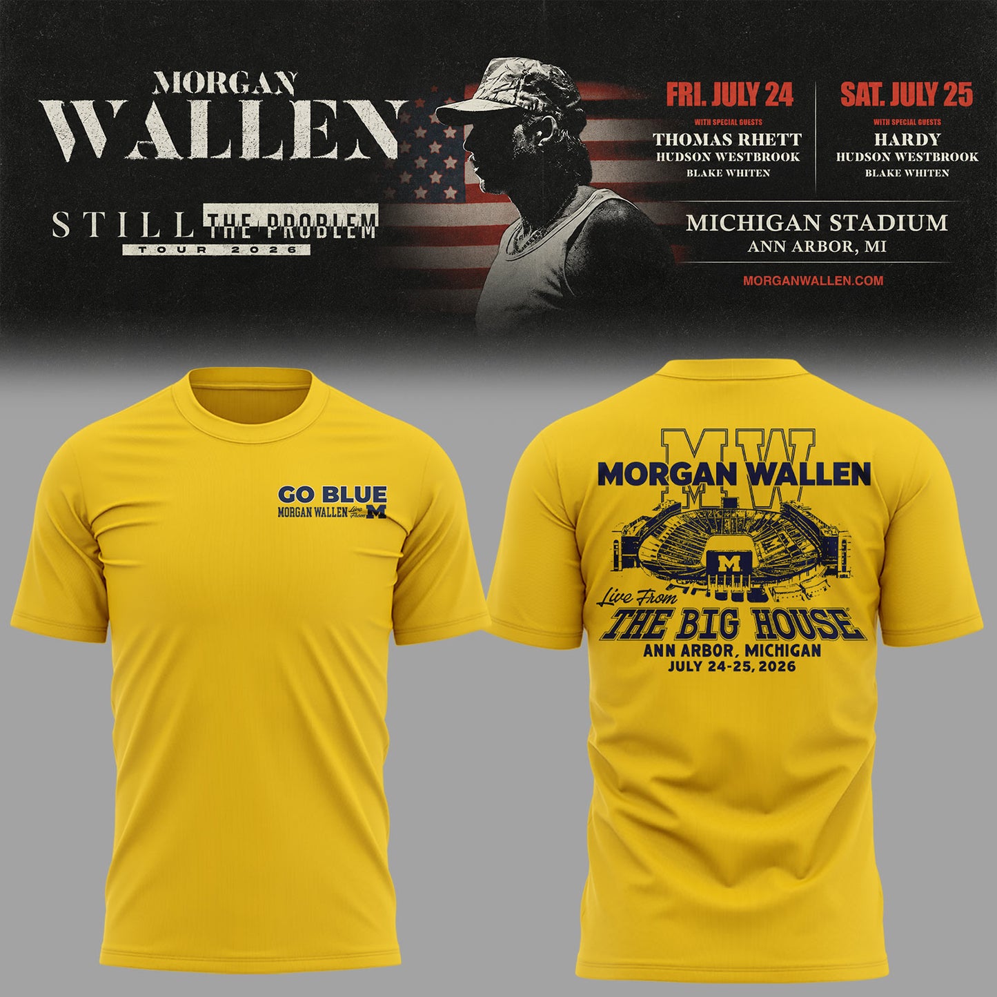 Exclusive Morgan Wallen x Michigan Football Tshirt 2026