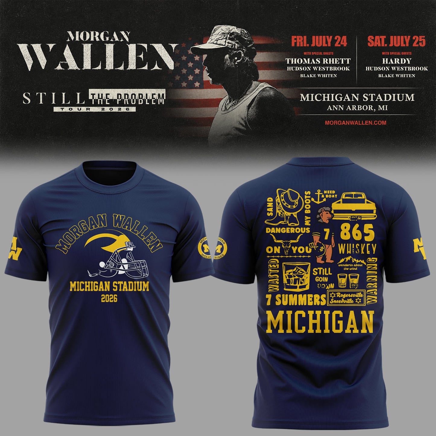 Exclusive Morgan Wallen x Michigan Football Tshirt 2026