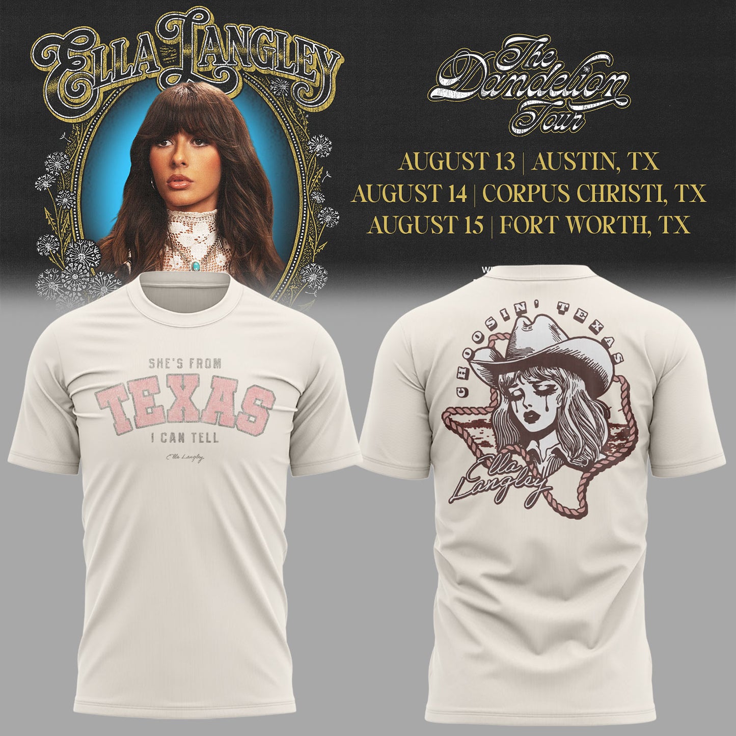 E.Langley “The Dandelion Tour” in Texas Shirt