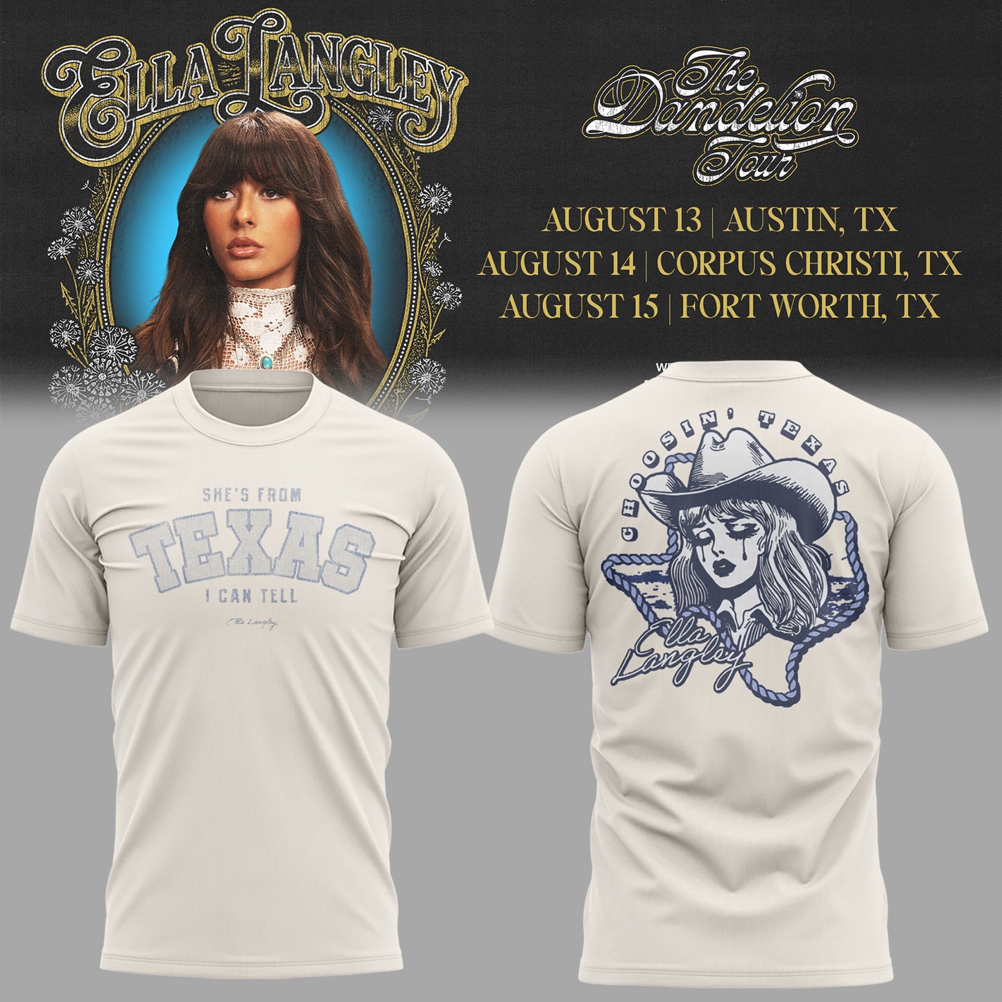 E.Langley “The Dandelion Tour” in Texas Shirt