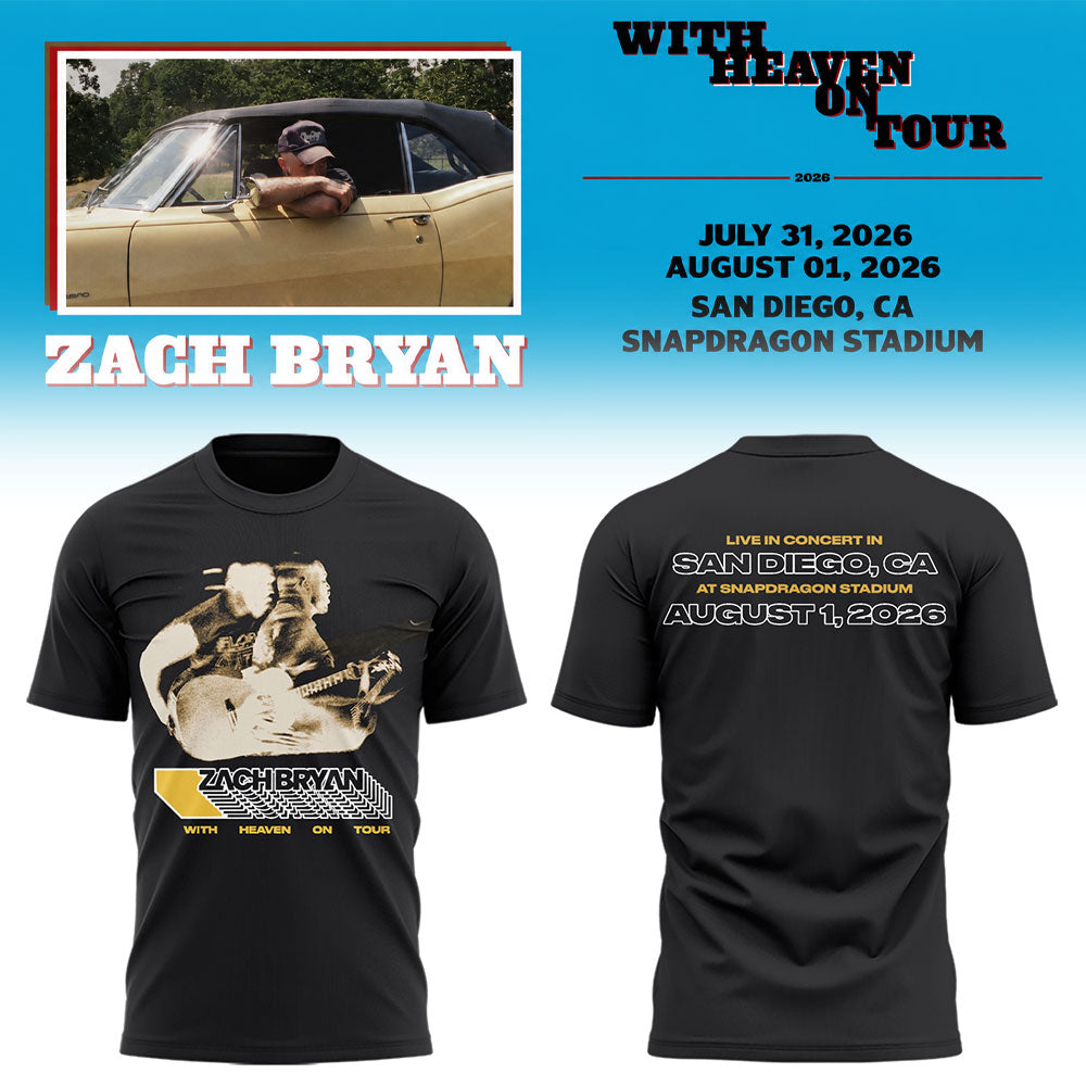 Limited Zach “With Heaven On Tour 2026.” At Snapdragon Stadium TShirt