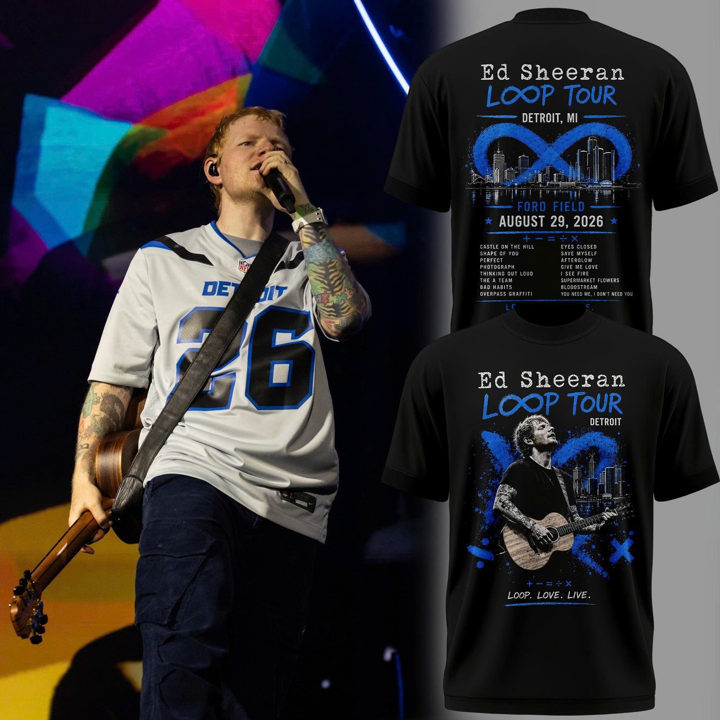 Ed “North American Loop Tour 2026” at The Ford Field,MI 🎸➕✖️➗ Shirt