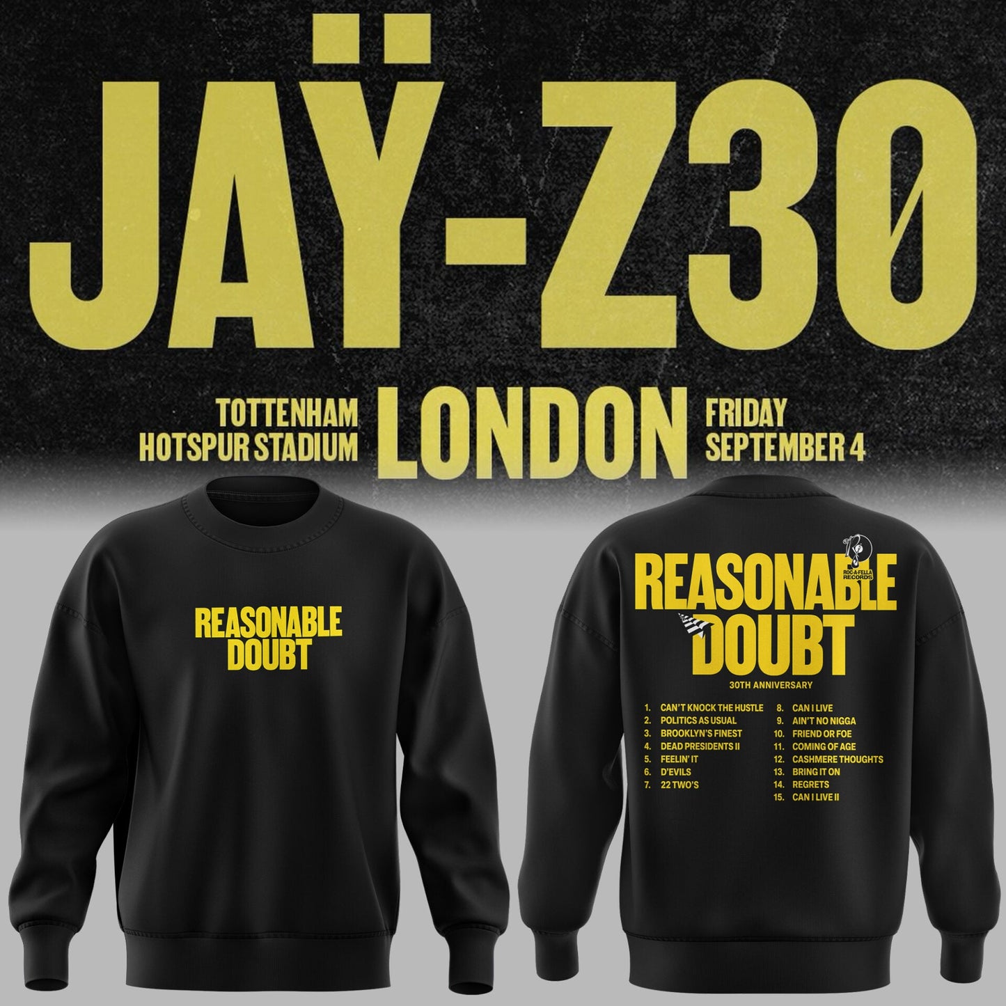 Limited Edition Jay-Z30 Tour LONDON Sweatshirt