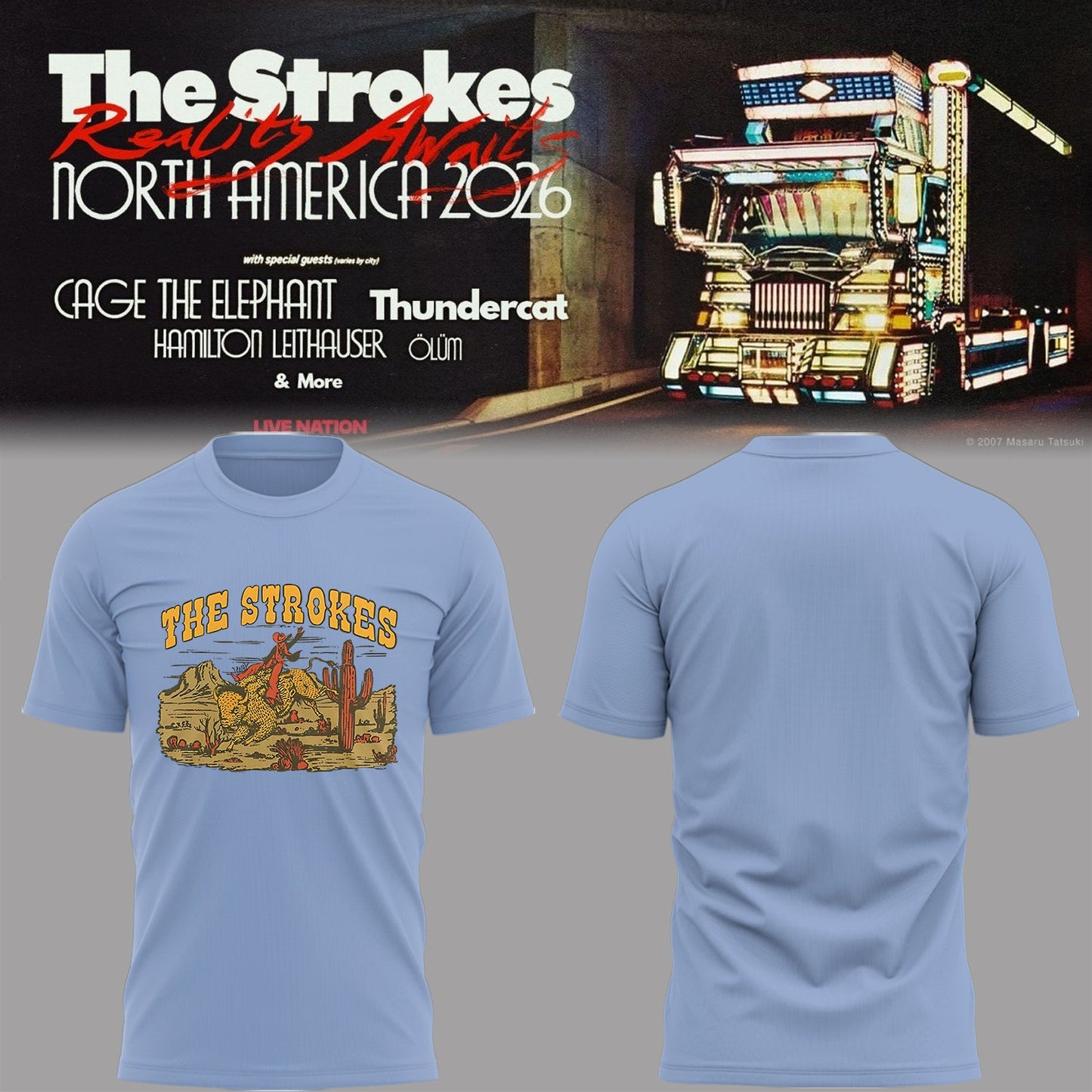 Limited Edition The Strokes Reality Awaits Tour 2026 TShirt