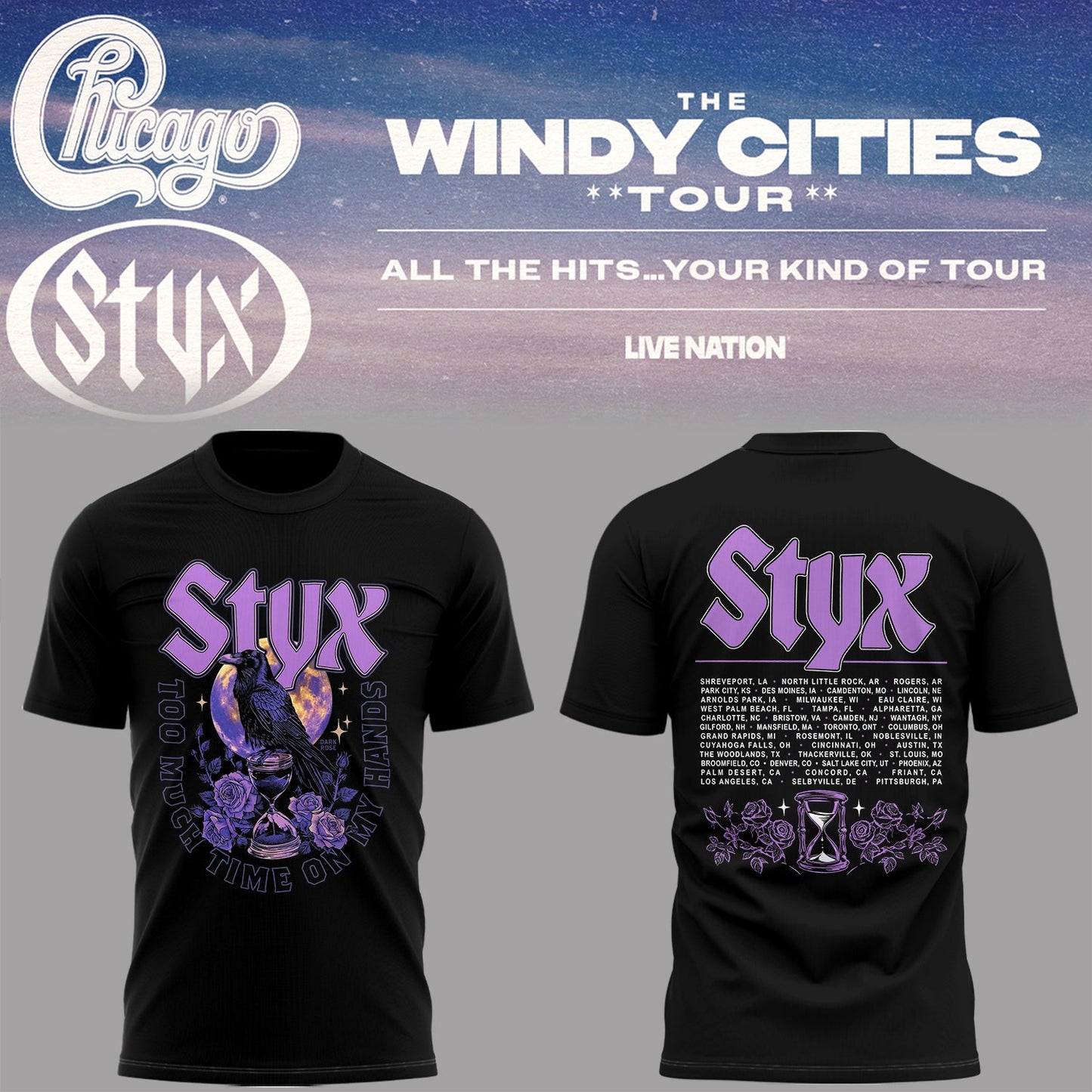 Limited Edition The Windy Cities Tour – All The Hits… Your Kind of Tour Shirt