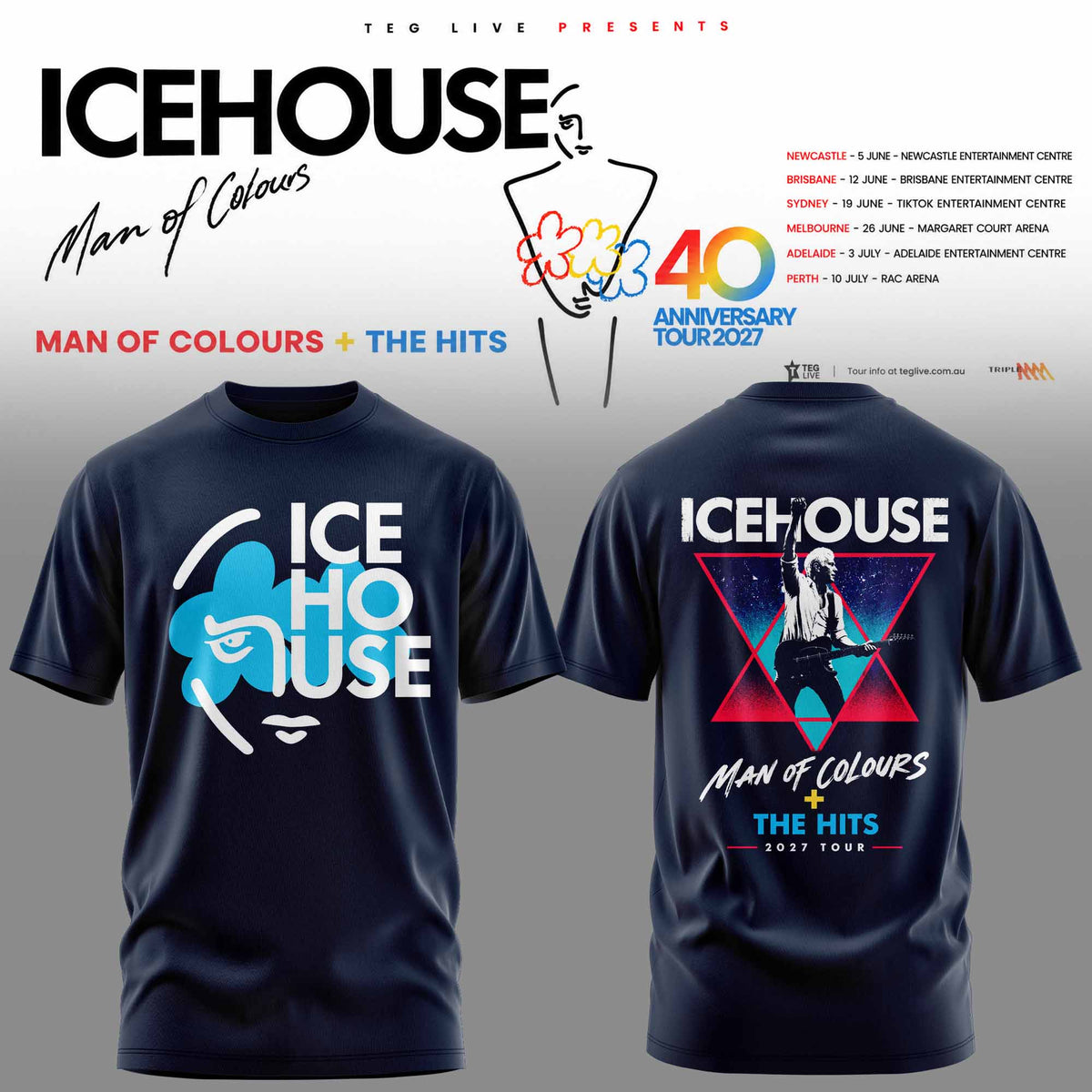 ICEHOUSE — MAN OF COLOURS 40TH ANNIVERSARY TOUR TEE