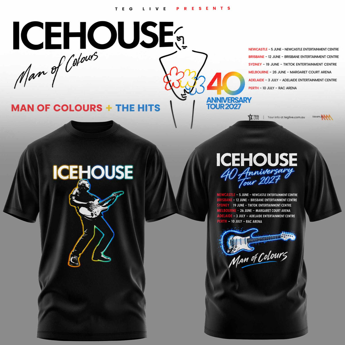 ICEHOUSE — MAN OF COLOURS 40TH ANNIVERSARY TOUR TEE