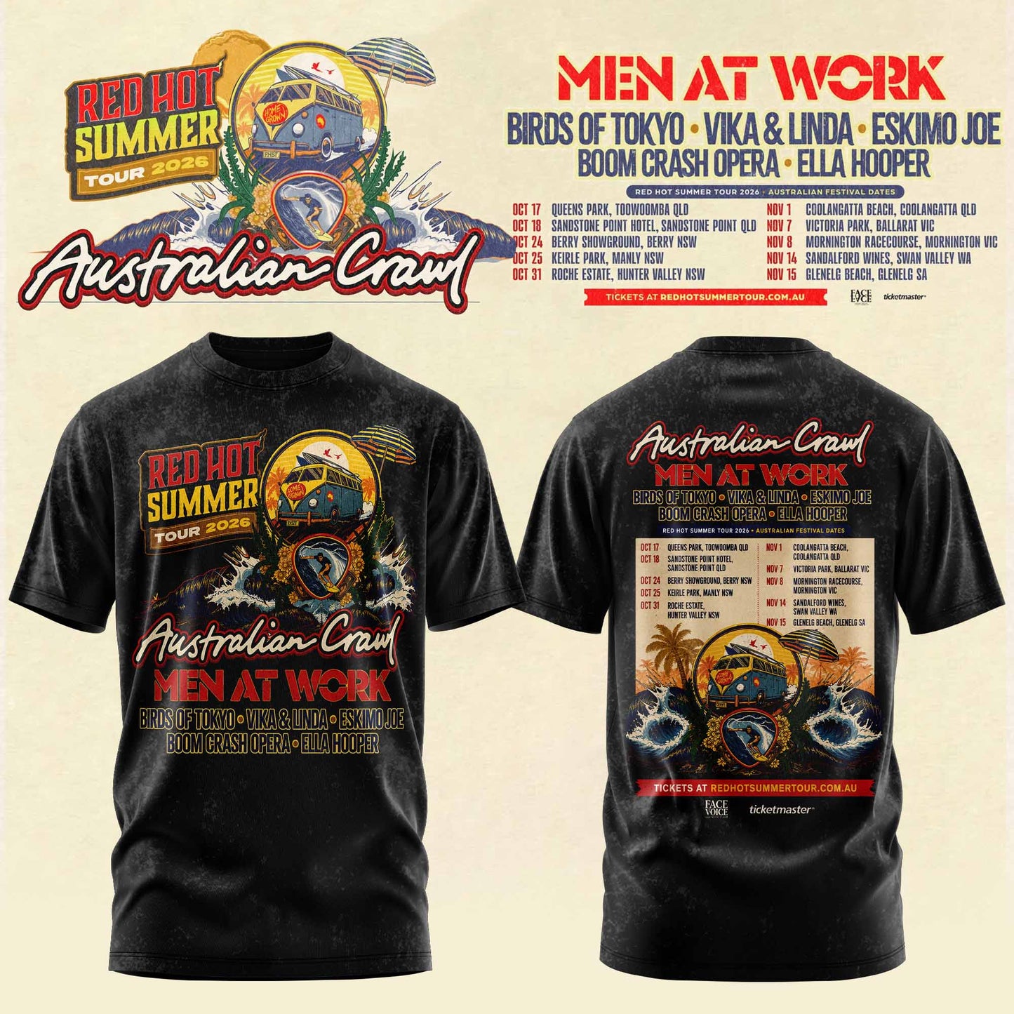 AUSTRALIAN CRAWL – RED HOT SUMMER TOUR 2026 TEE
