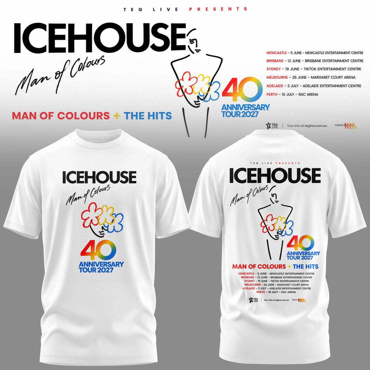 ICEHOUSE — MAN OF COLOURS 40TH ANNIVERSARY TOUR TEE
