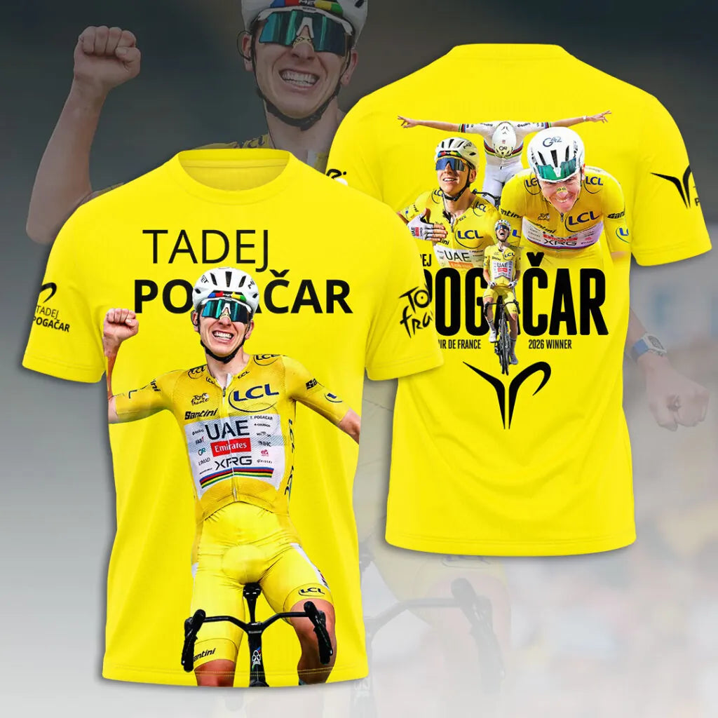 Limited Editon Tadej Pogacar 2026 5X Tour de France Winner Shirt
