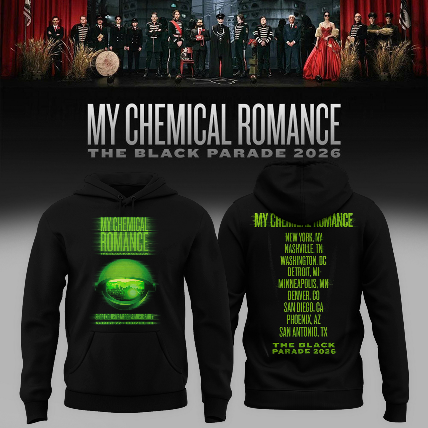 Limited Edition MCR Long Live The Black Parade Tour US 2026 At Denver Hoodie