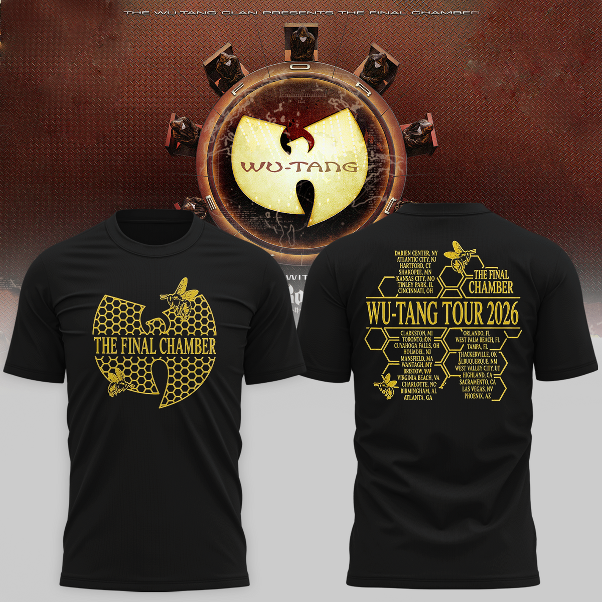 Wu-Tang Clan The Final Chamber Tour 2026 North America Merch Bee Comb T-Shirt