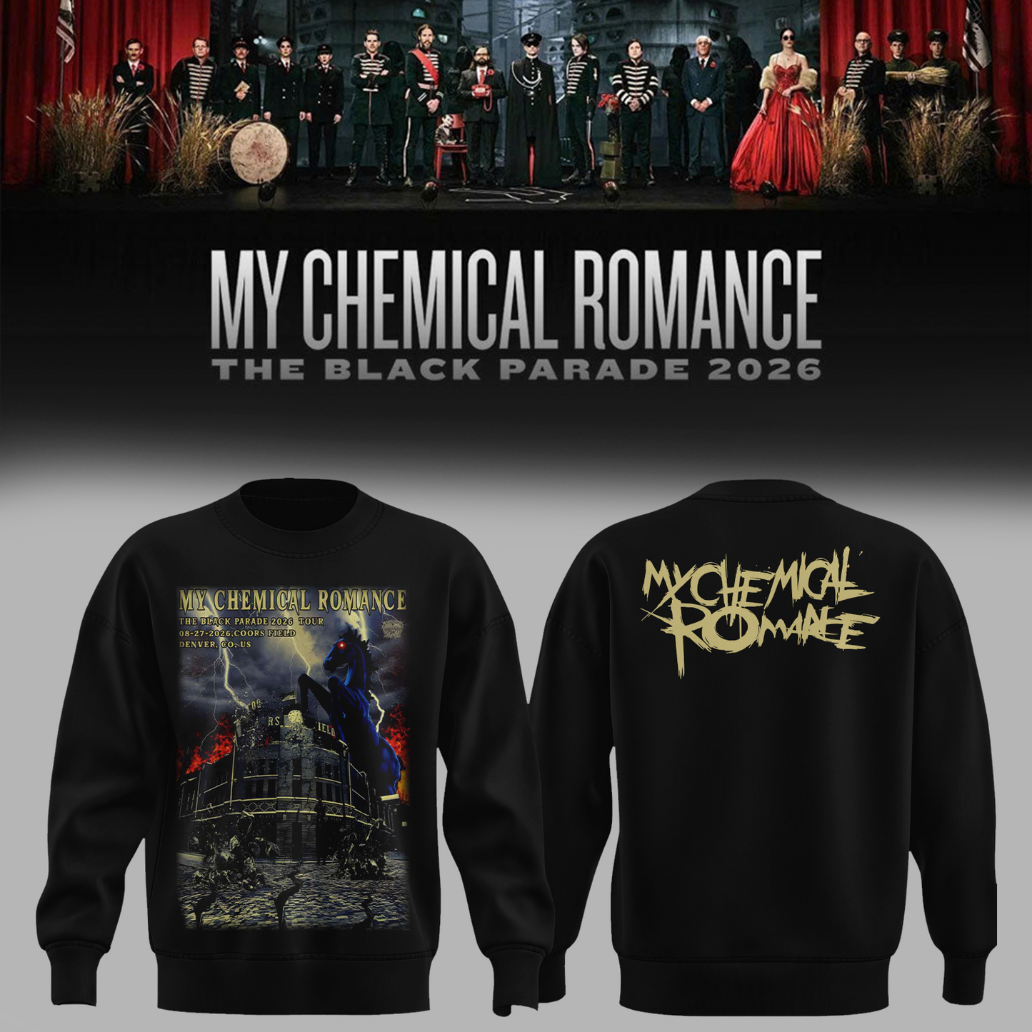 Limited Edition MCR Long Live The Black Parade Tour US 2026 At Denver Sweatshirt