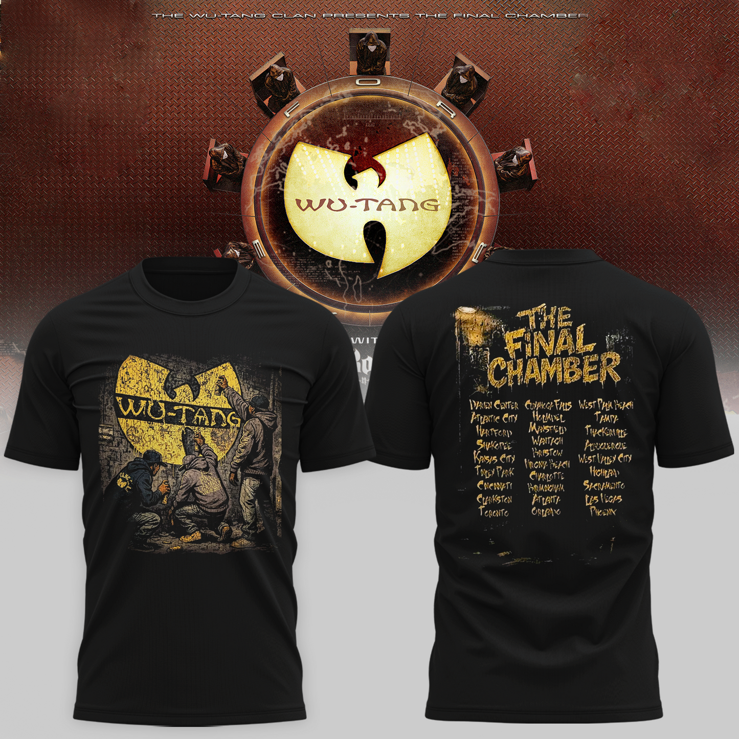 Wu-Tang Clan The Final Chamber Tour 2026 North America Merch Wall Spray T-Shirt