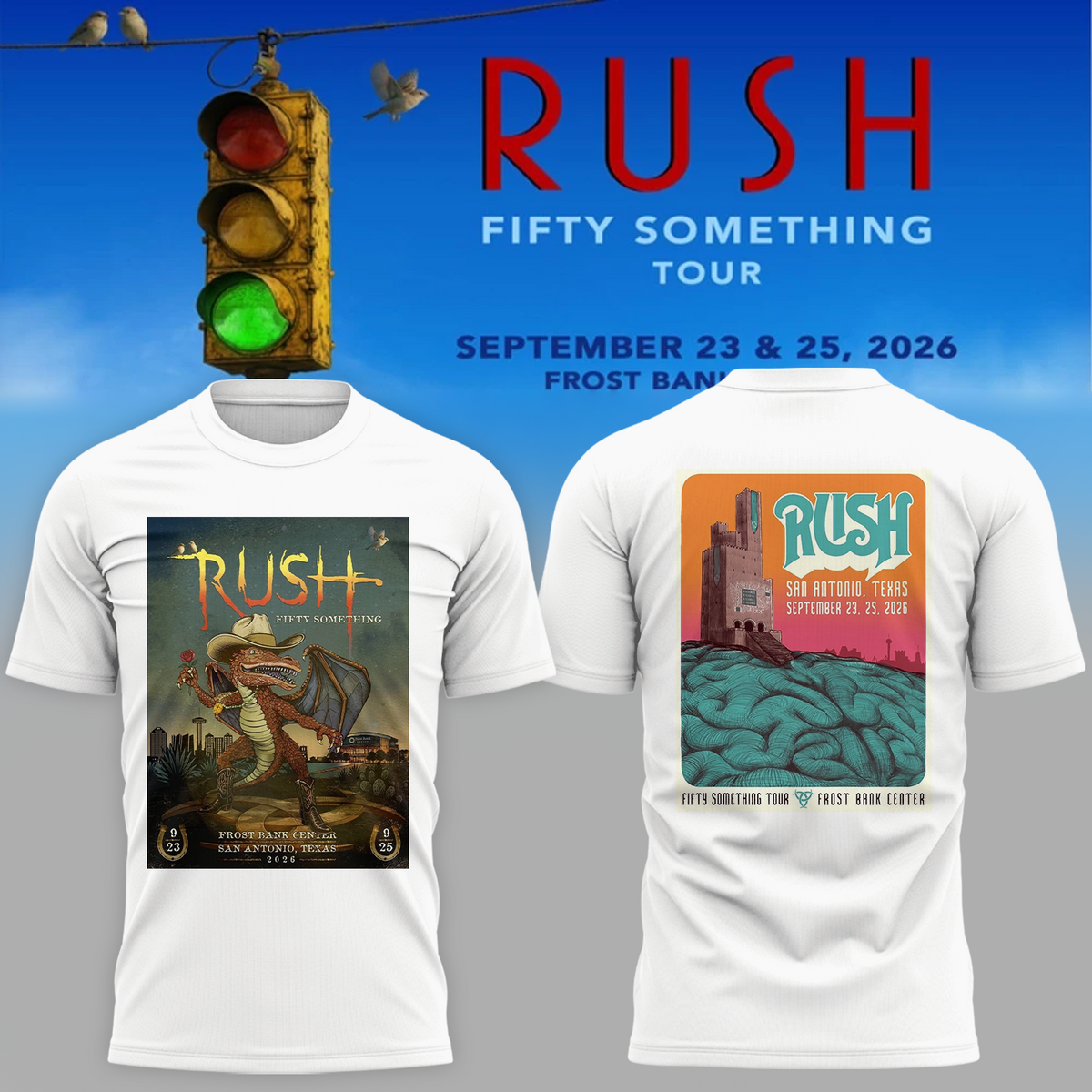 RUSH San Antonio Texas 2026 Fifty Something Tour T-Shirt