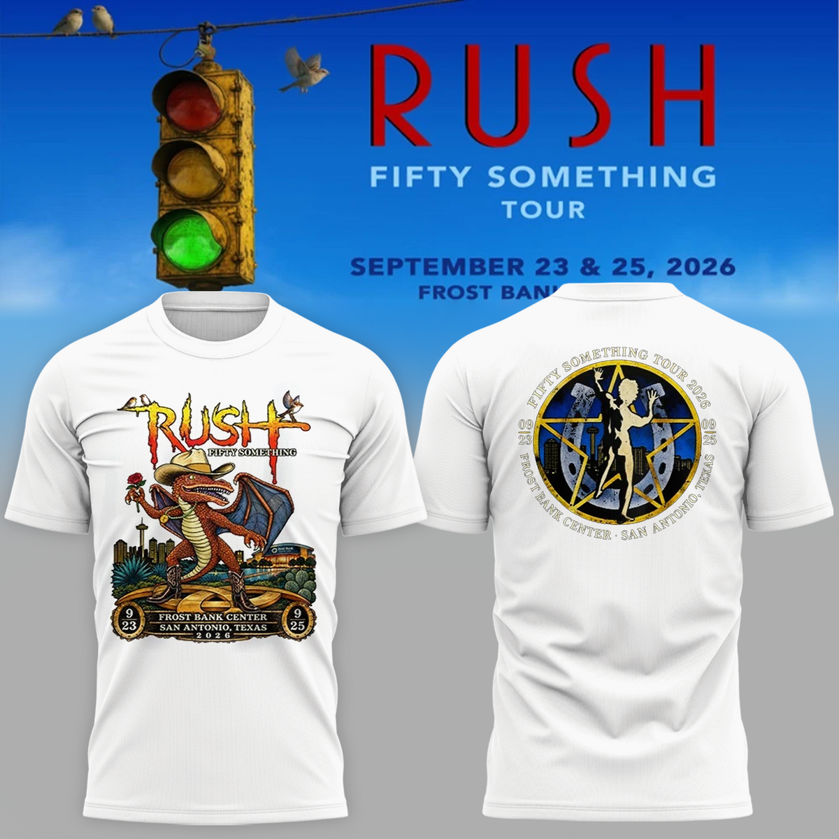 RUSH San Antonio Texas 2026 Fifty Something Tour T-Shirt