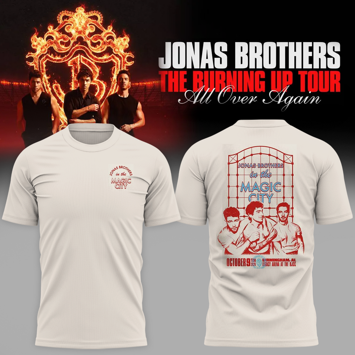 Jonas Brothers Birmingham AL City Tee 2026 Legacy Arena October 9 2026 Magic City T-Shirt