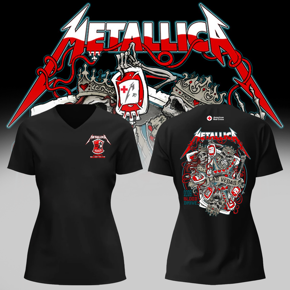 MTLC X American Red Cross 2026 Blood Drive Las Vegas Life Burns Faster Two Sided V-neck