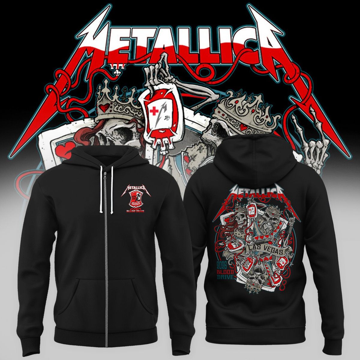 MTLC X American Red Cross 2026 Blood Drive Las Vegas Life Burns Faster Two Sided Zip Hoodie