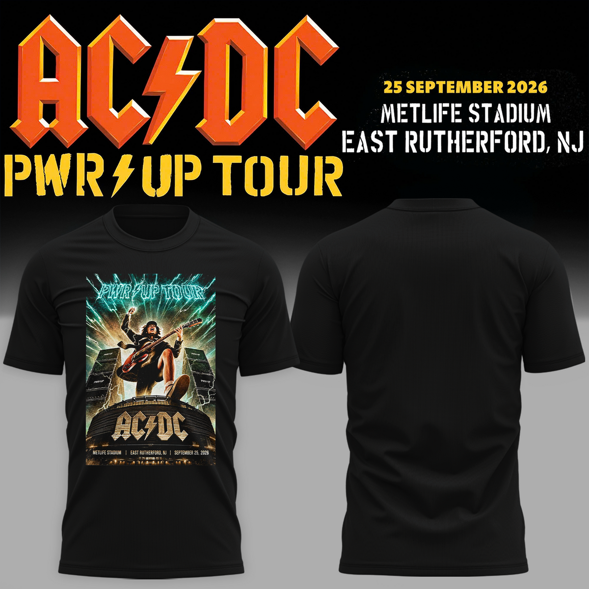Newest Shirt AC/DC x New York Giants Event Shirt - POWER UP TOUR 2026 T-Shirt