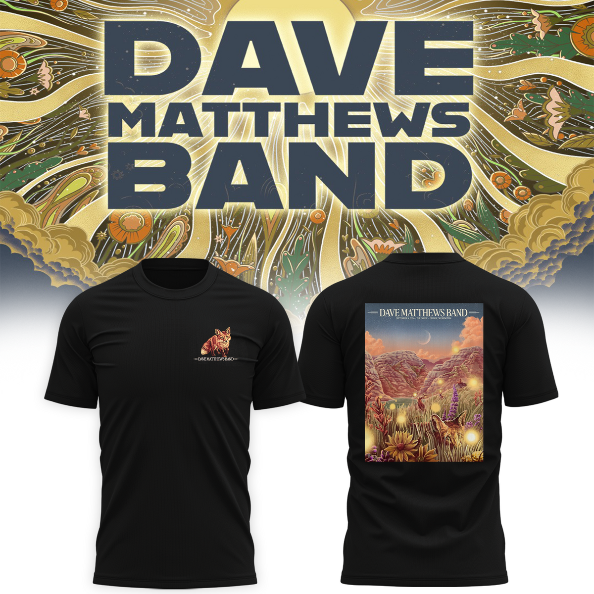 Dave Matthews Band George WA 2026 Gig Poster Live At The Gorge On September 4 5 6 2026 T shirt