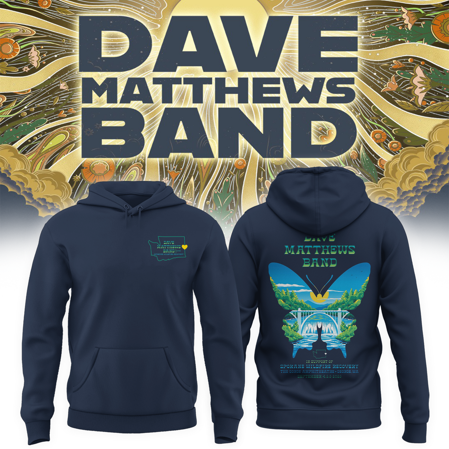 Dave Matthews Band George WA 2026 Gig Poster Live At The Gorge On September 4 5 6 2026 Hoodie