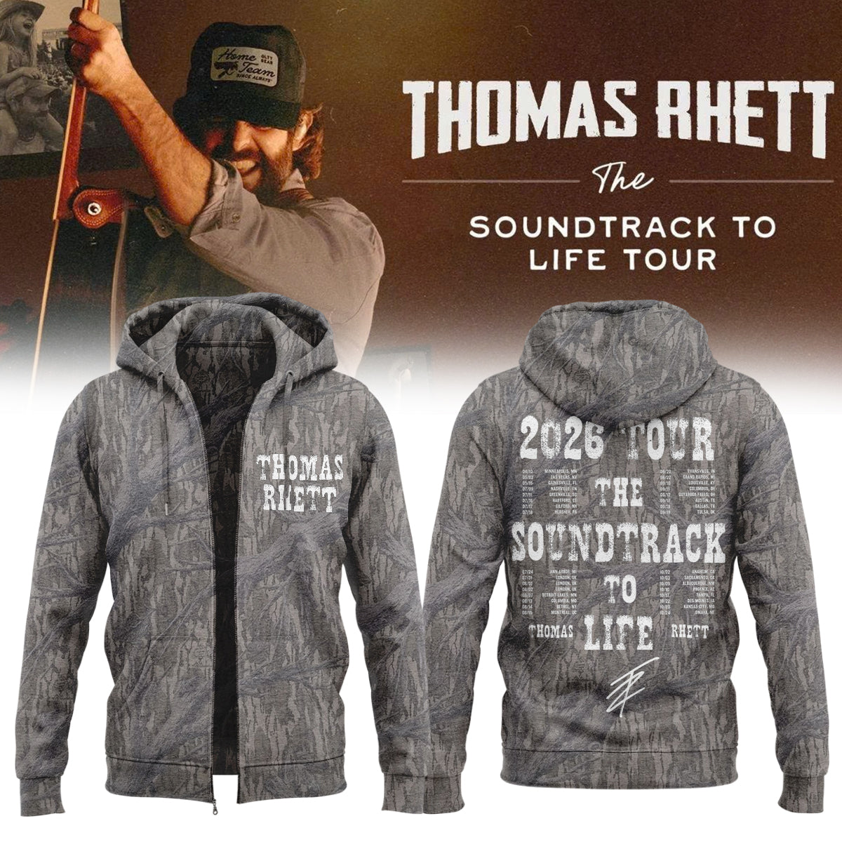 ,..Thomas Rhett ”The Soundtrack to Life Tour” Limited Edition Signature – Zip Hoodie