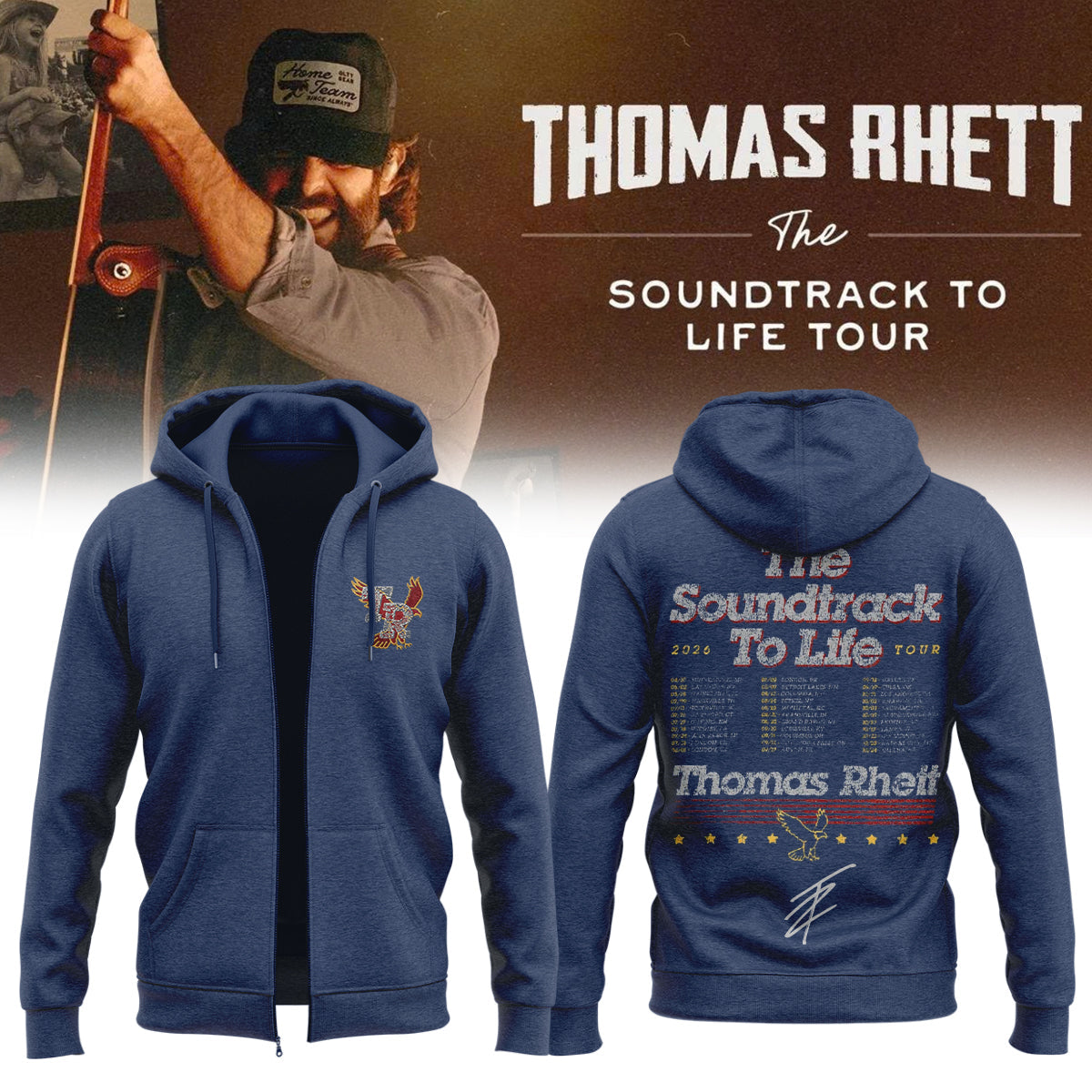 ,..Thomas Rhett ”The Soundtrack to Life Tour” Limited Edition Signature – Zip Hoodie
